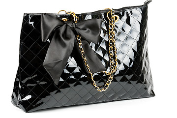 Image showing black glossy women's handbag