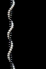 Image showing White and black pearls on a black velvet 