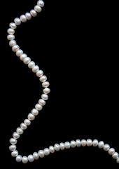 Image showing White pearls on a black velvet 