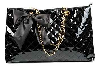 Image showing black glossy women's handbag