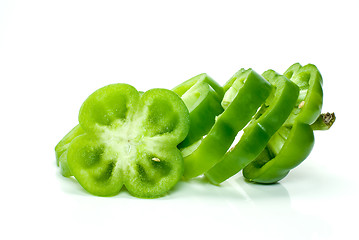 Image showing Slices of green sweet pepper