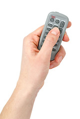 Image showing Hand with Tiny infra-red remote control unit