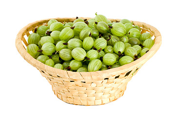 Image showing Gooseberries in the wicker basket