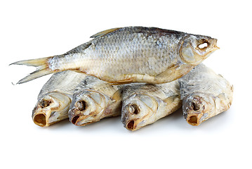 Image showing Five dried sea roach fishes