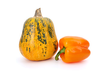 Image showing Pumpkin and orange bell pepper