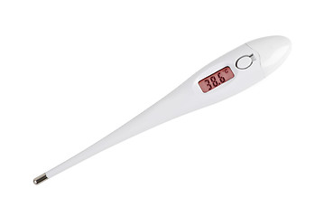 Image showing Modern digital thermometer show high temperature