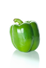 Image showing Single green sweet pepper 