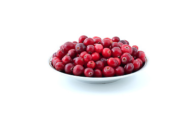 Image showing Saucer filled with ripe cranberries