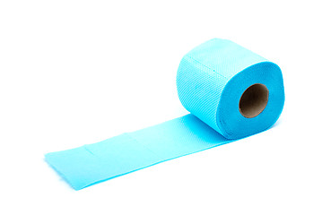 Image showing Roll of blue toilet paper