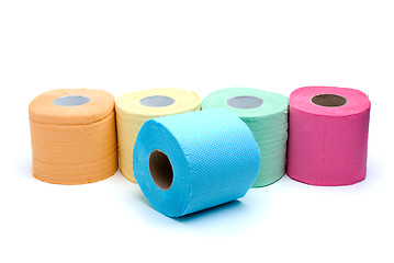 Image showing Different colored toilet paper