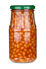 Image showing Harricot beans conserved in glass jar