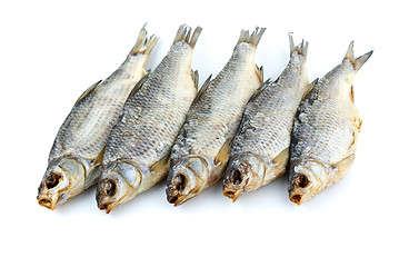 Image showing Five dried sea roach fishes