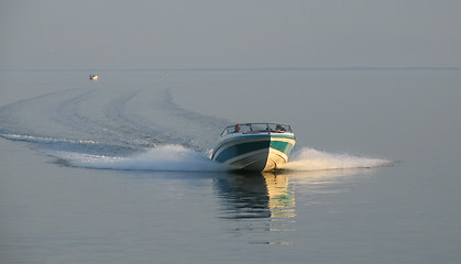 Image showing Speedboat in evening light.