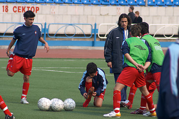 Image showing Warming-up before match