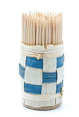 Image showing Bundle of wooden toothpicks