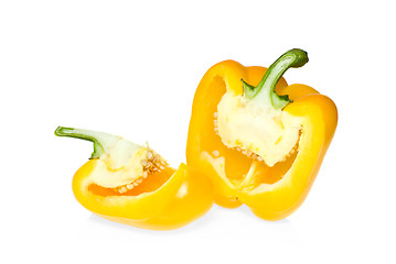 Image showing Two pieces of yellow sweet pepper