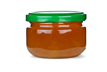 Image showing Tiny glass jar with honey