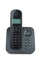 Image showing Black cordless phone