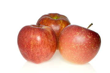 Image showing Three red apples of different breeds