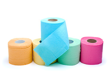 Image showing Different colored toilet paper 