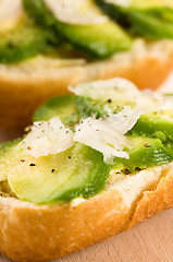 Image showing Sandwich with avocado on a wooden board 