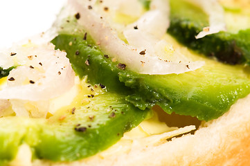 Image showing Sandwich with avocado on a wooden board 