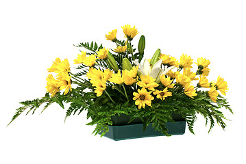 Image showing Yellow daisy and white flowers arrangement 