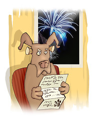 Image showing dog and fireworks