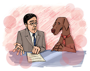 Image showing interview with dog on television