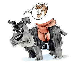 Image showing Dog with saddle