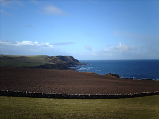 Image showing Scottish Field and Cliffs