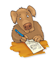 Image showing dog writing a letter