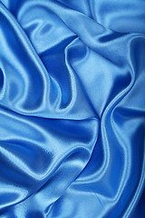 Image showing Smooth elegant blue silk can use as background 