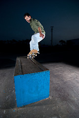 Image showing Skateboarder on a grind