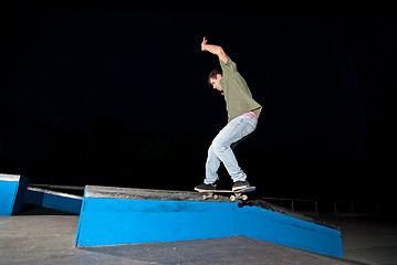 Image showing Skateboarder on a slide