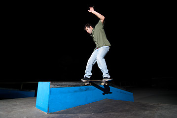 Image showing Skateboarder on a slide