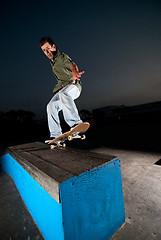 Image showing Skateboarder on a grind