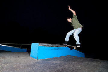 Image showing Skateboarder on a slide