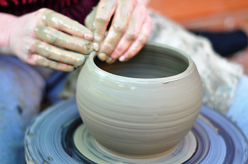 Image showing hands of a potter