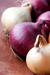 Image showing Red and yellow onions