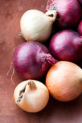 Image showing Red and yellow onions