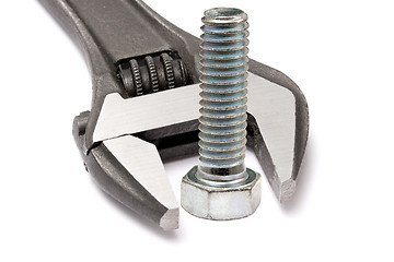 Image showing Adjustable wrench and bolt 