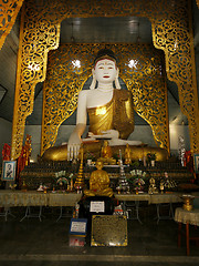 Image showing Interior and Buddha image at Wat Jong Kham in Mae Hong Son