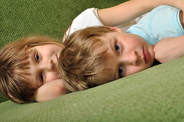 Image showing tired children having rest 