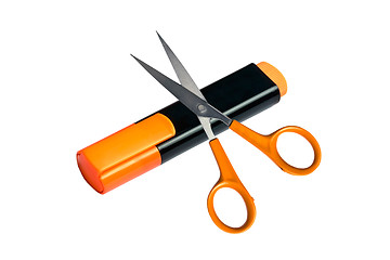 Image showing Yellow highlighter and scissor