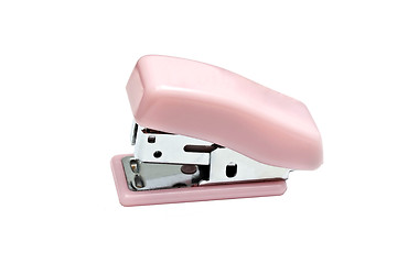 Image showing Pink mini stapler isolated on white