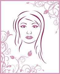 Image showing girl face with floral background