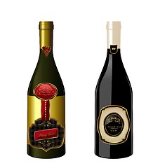 Image showing Illustration of set wine bottle with label