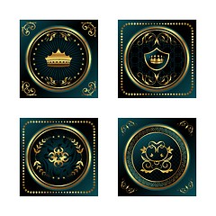 Image showing  set blue dark gold-framed labels