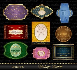 Image showing set colored gold-framed labels (2)